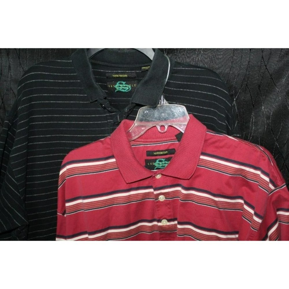 Sedgefield Golf Polo Shirts Mercerized 100% Cotton Striped Size: L Bundle Of 2